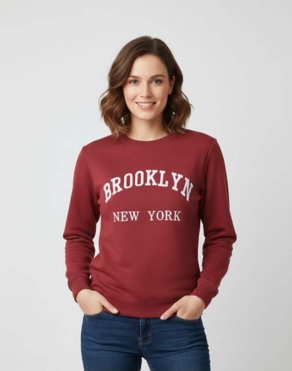 Woman’s Long Sleeve Crew Neck Embroidery Sweatshirt